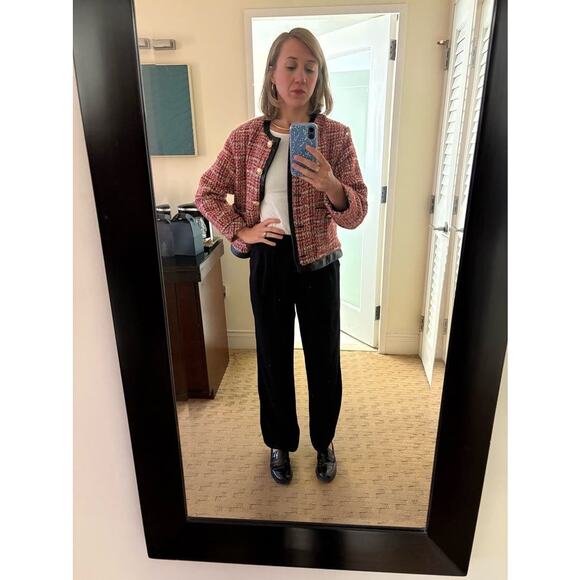 DONNI Black 100% Twill Pleated Front Button Relaxed Trousers Pants Size Medium - Picture 11 of 13